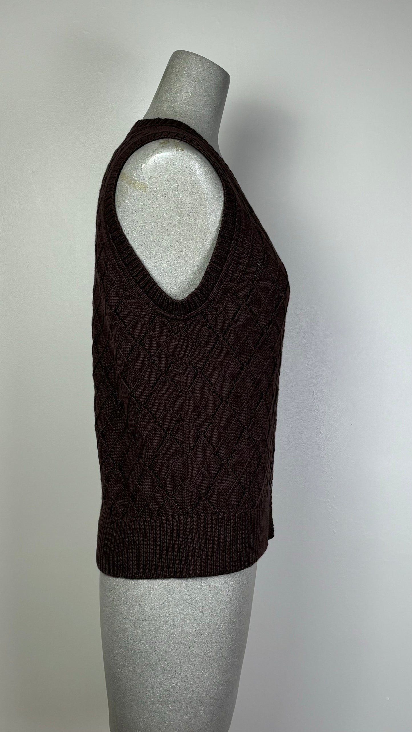 Feller  ~  Camila Lace Argyle Vest - Dark Brown