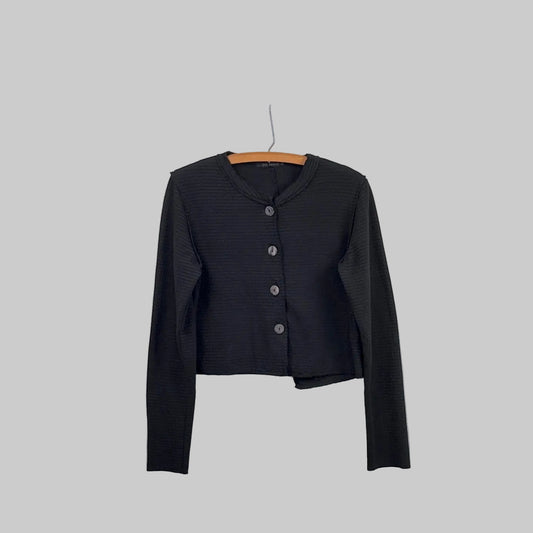 Cut Loose  ~  Cropped Asymmetrical Cardigan - Black