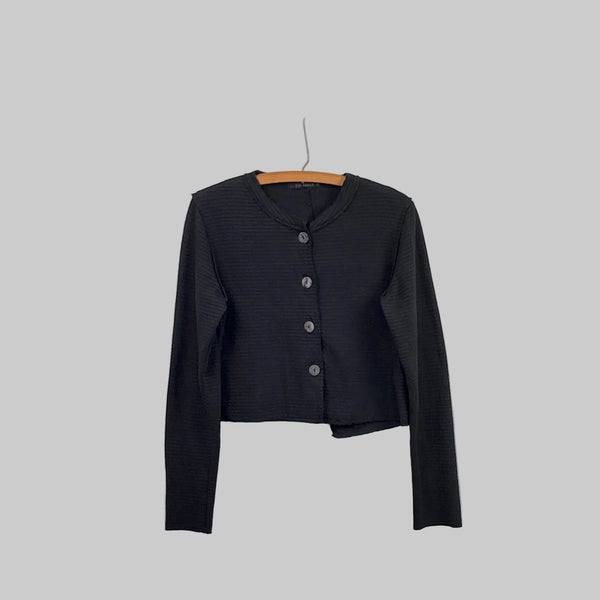 Cut Loose  ~  Cropped Asymmetrical Cardigan - Black