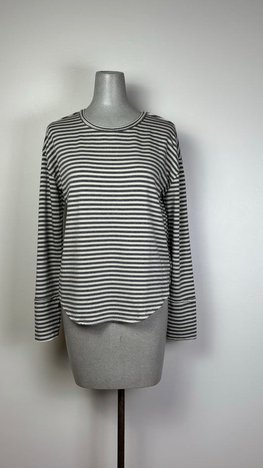 Cut Loose  ~  Striped Thumbhole Top - Gray/Moonbeam