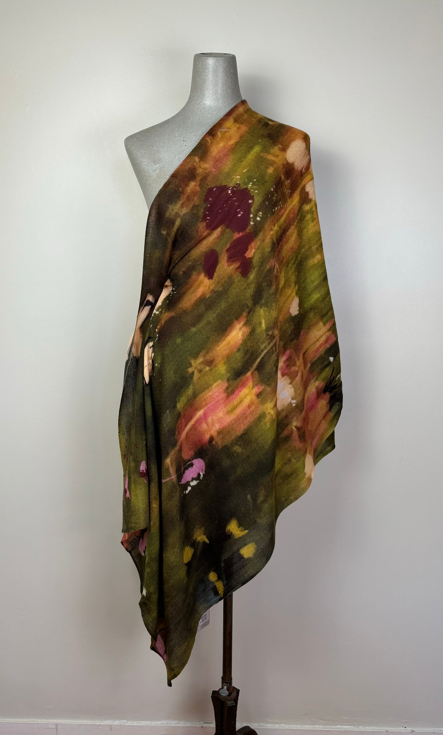 Yavi  ~  Wool/Silk Scarf - Olive Multi