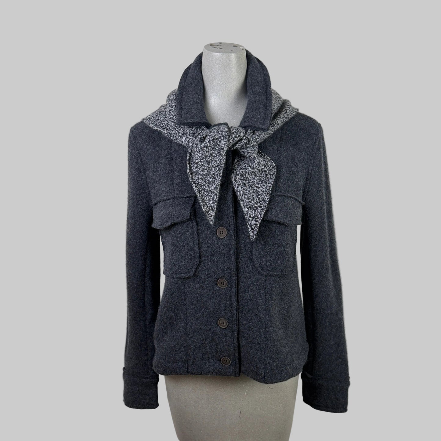 MJW.  ~  Cashmere Marl Triangle Scarf - Black/Natural