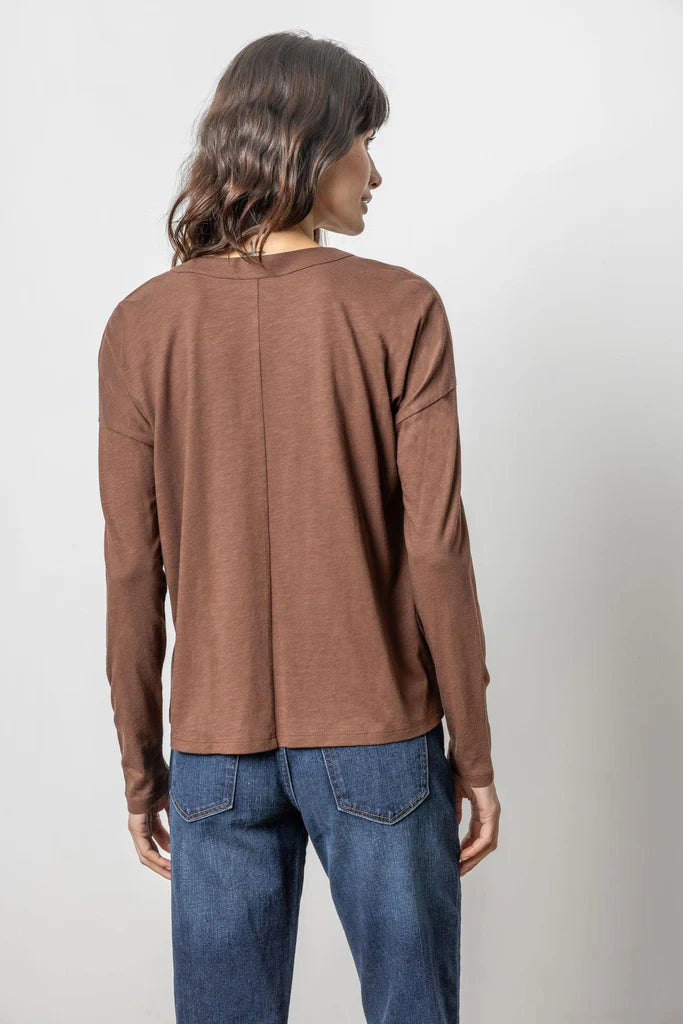 Lilla P. ~  Drop Shoulder V-Neck - Java