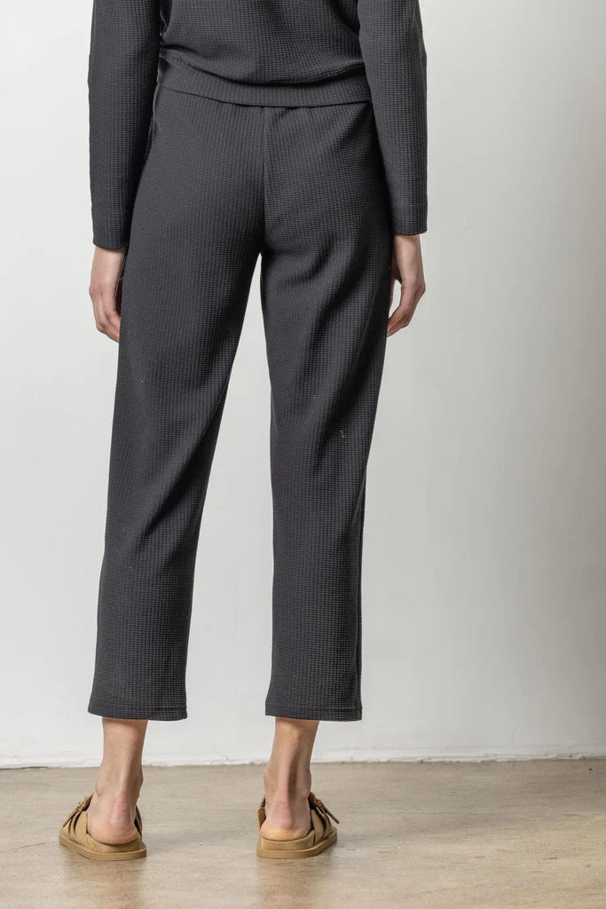 Lilla P. ~  Straight Leg Waffle Pant - Black