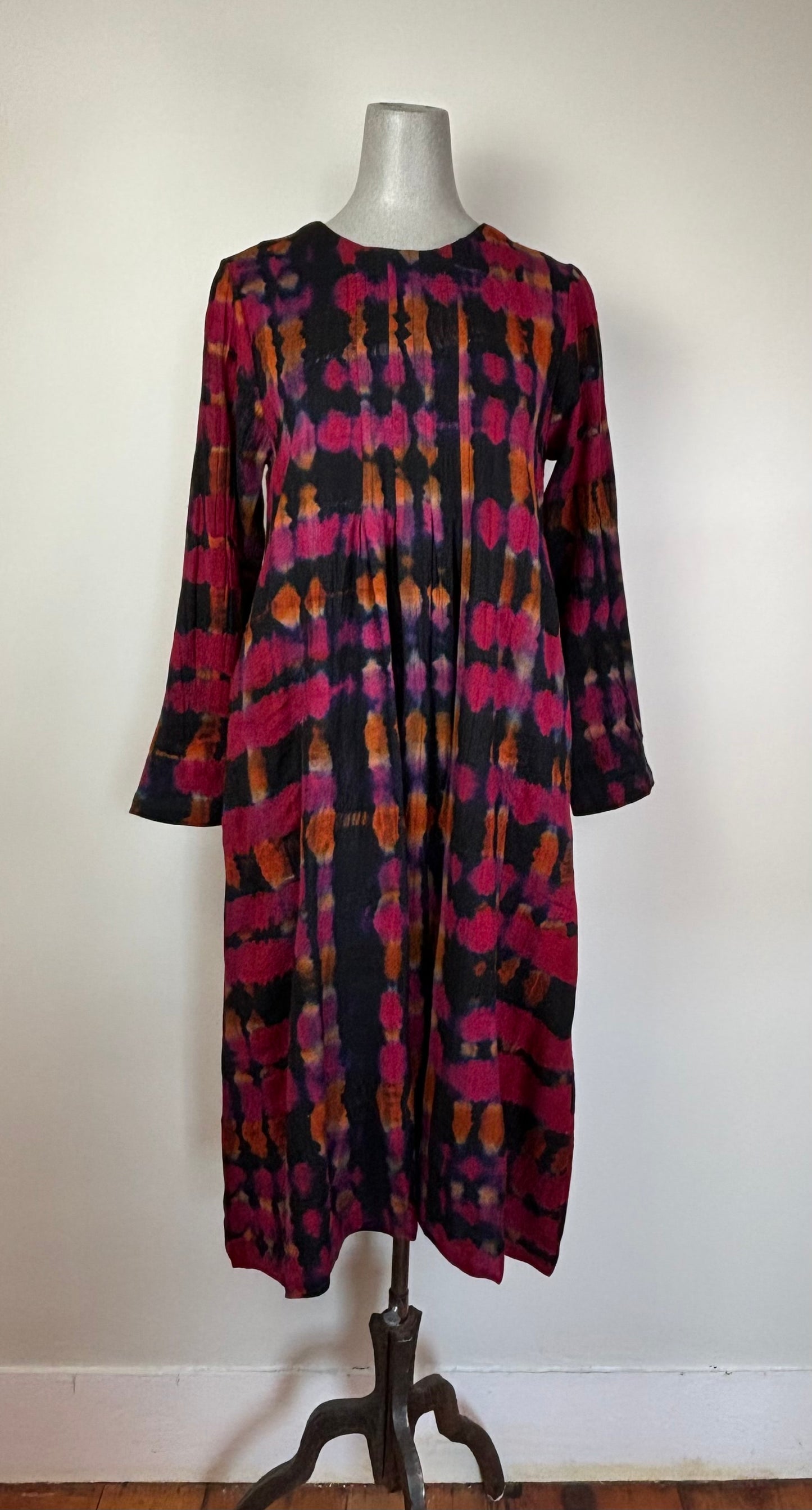 Neeru Kumar  ~  Wool Shibori Dye Dress - Pink/Orange/Black