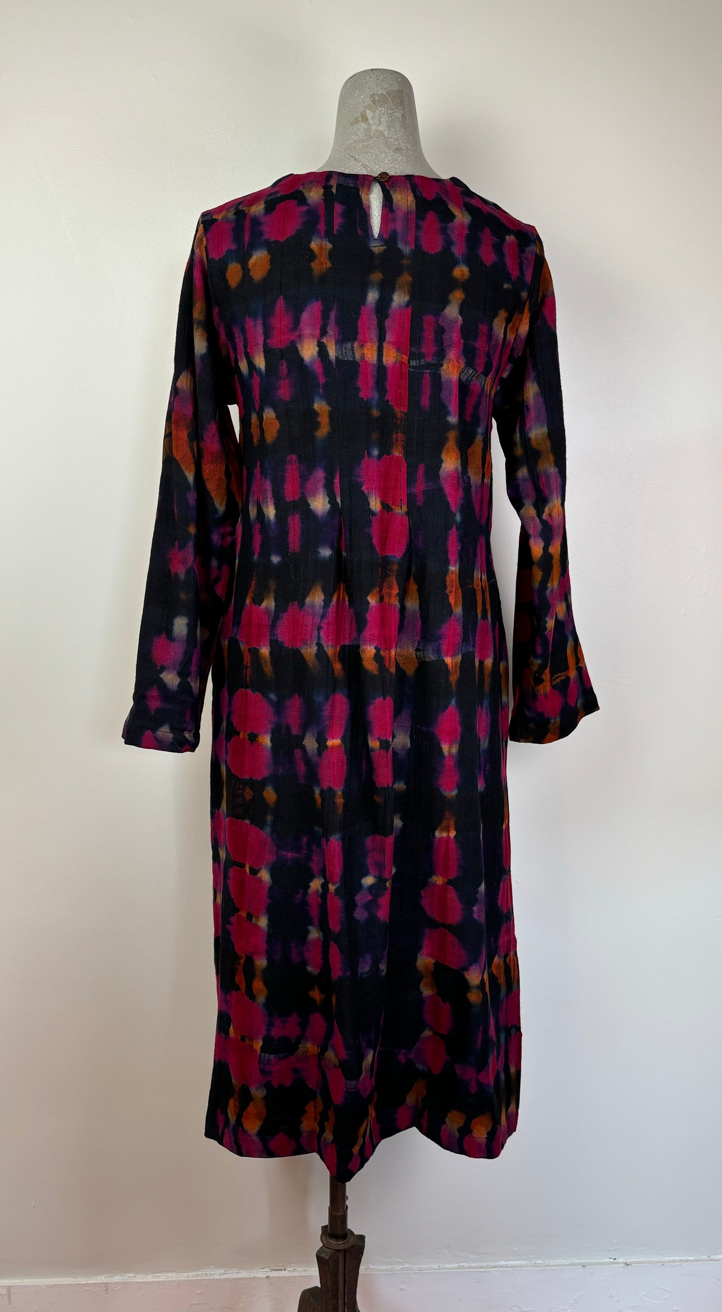 Neeru Kumar  ~  Wool Shibori Dye Dress - Pink/Orange/Black