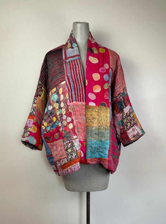 Neeru Kumar  ~  Quilted Patchwork Jacket - Multi Color Dots