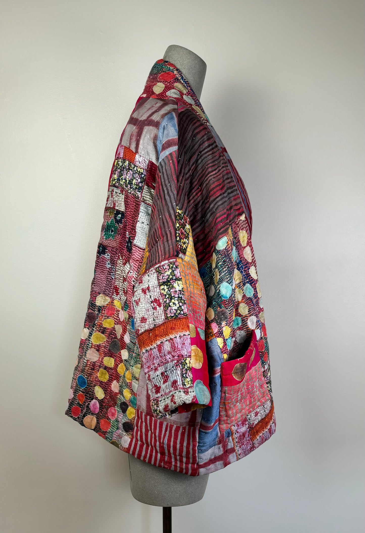 Neeru Kumar  ~  Quilted Patchwork Jacket - Multi Color Dots