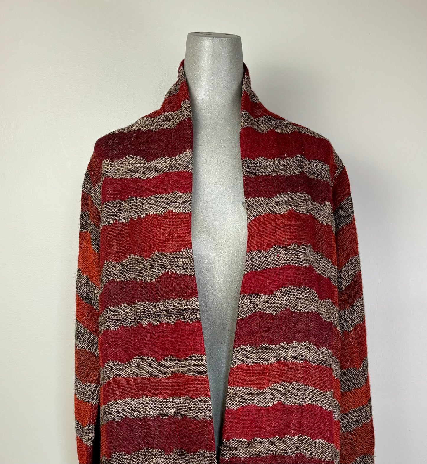 Neeru Kumar  ~  Striped Duster Coat - Red/Orange