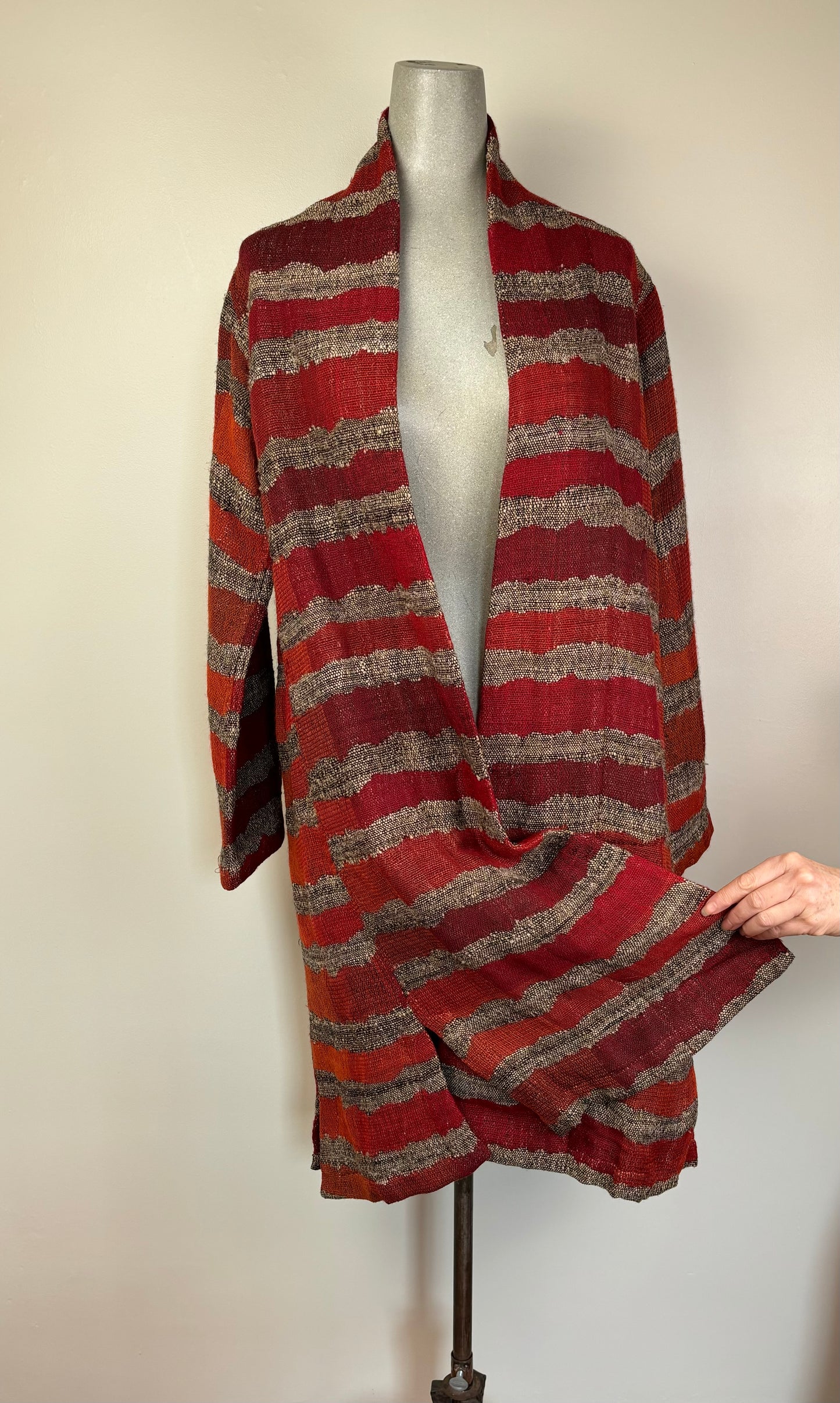 Neeru Kumar  ~  Striped Duster Coat - Red/Orange