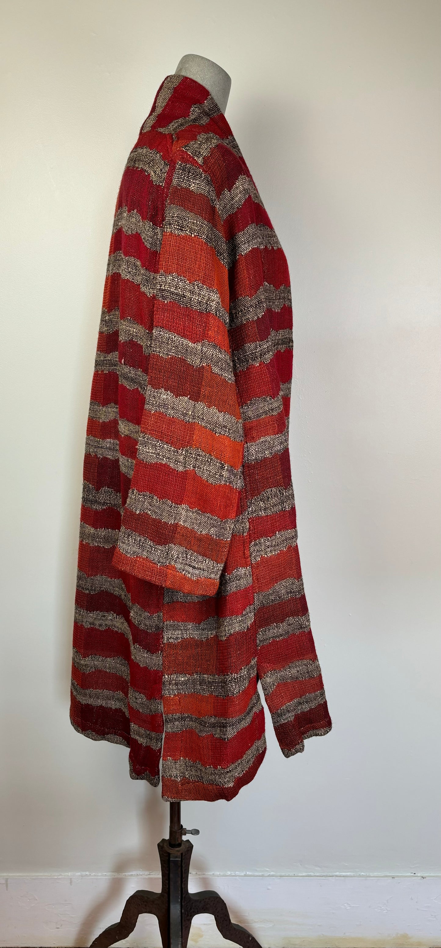 Neeru Kumar  ~  Striped Duster Coat - Red/Orange