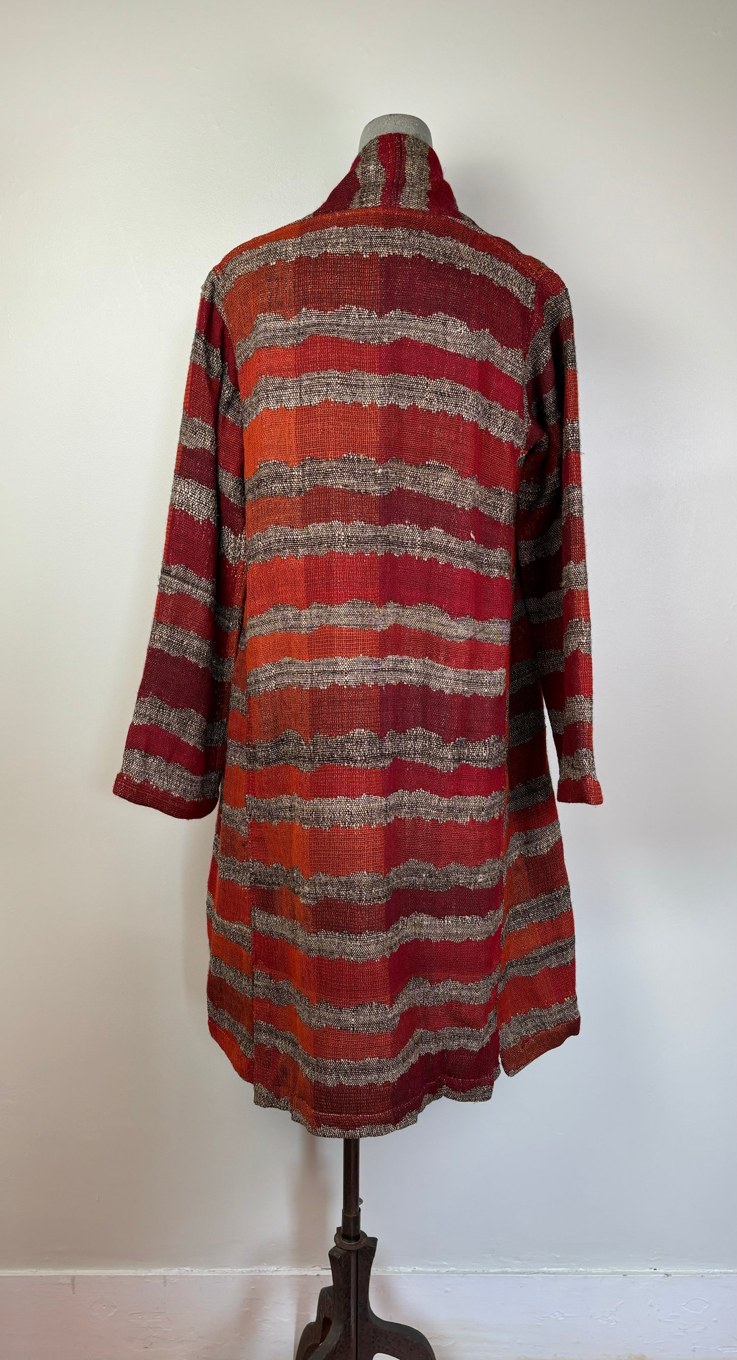 Neeru Kumar  ~  Striped Duster Coat - Red/Orange