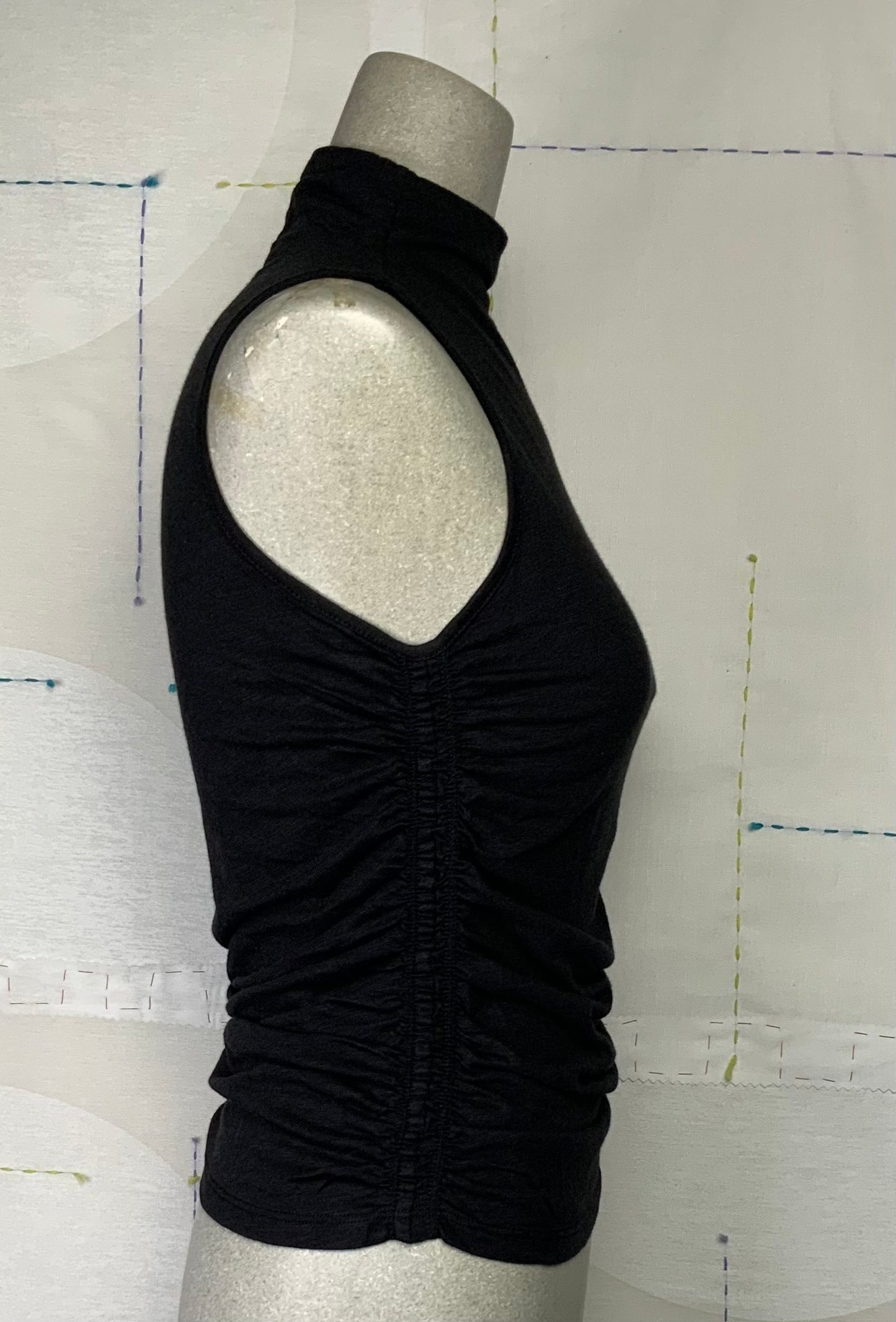 Lilla P. ~  Shirred Mock Neck Tank - Black