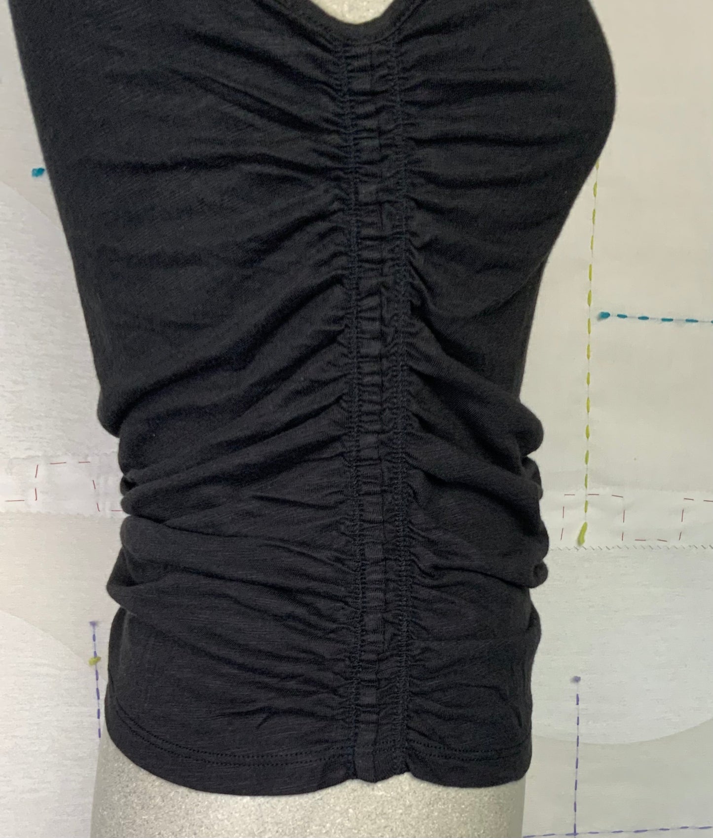 Lilla P. ~  Shirred Mock Neck Tank - Black