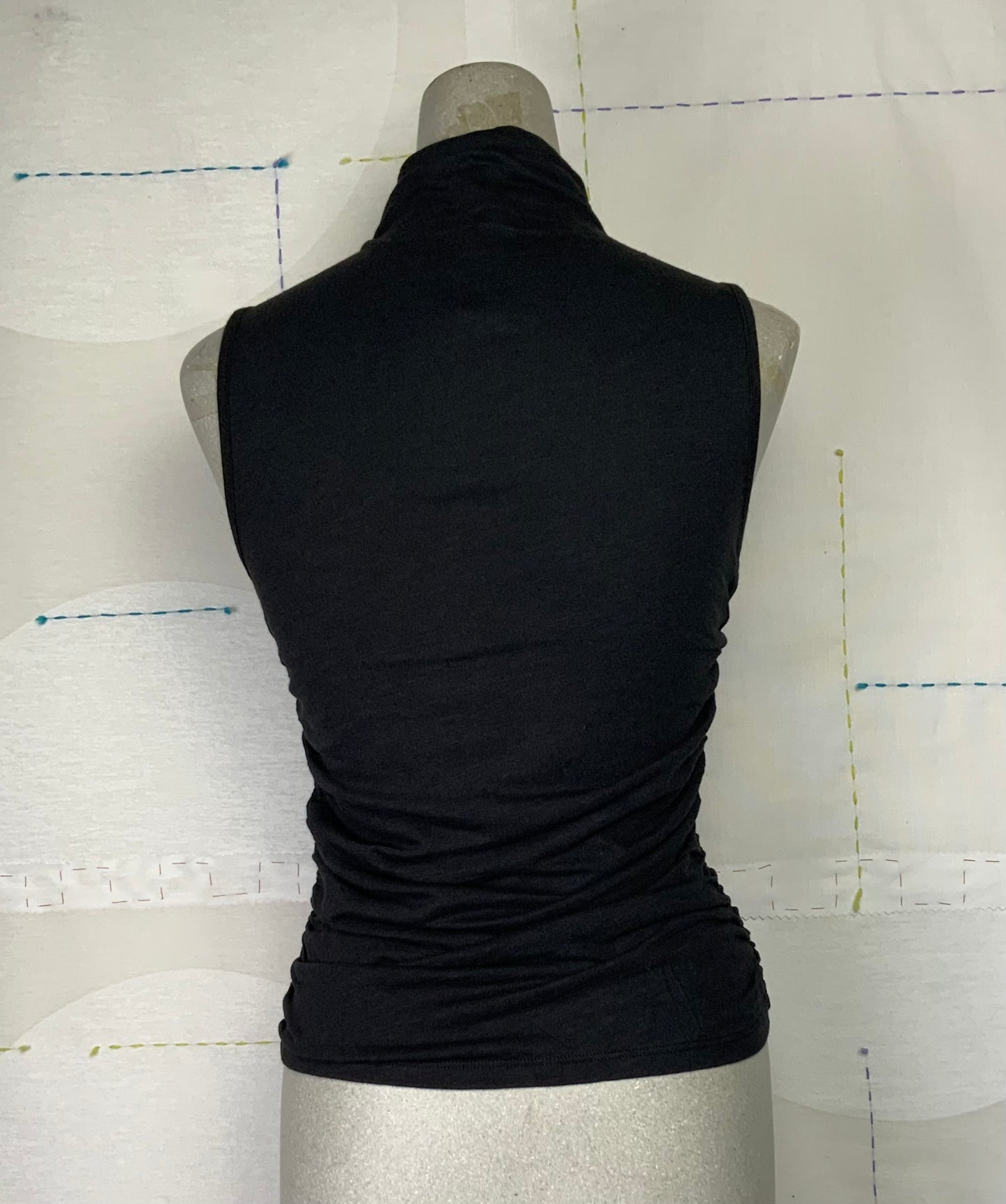 Lilla P. ~  Shirred Mock Neck Tank - Black