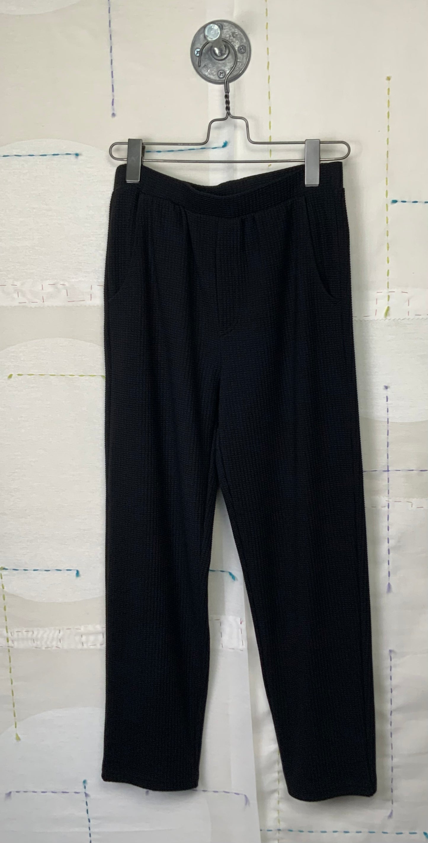 Lilla P. ~  Straight Leg Waffle Pant - Black