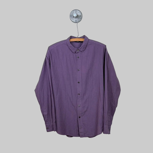 Pas de Calais  ~  Organic Cotton Dobby Stripe Standard Shirt - Lavender