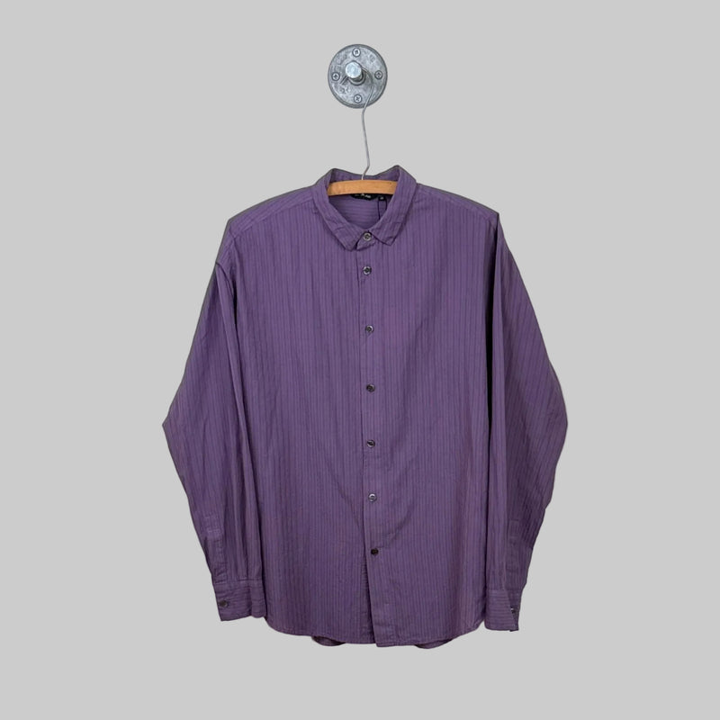 Pas de Calais  ~  Organic Cotton Dobby Stripe Standard Shirt - Lavender