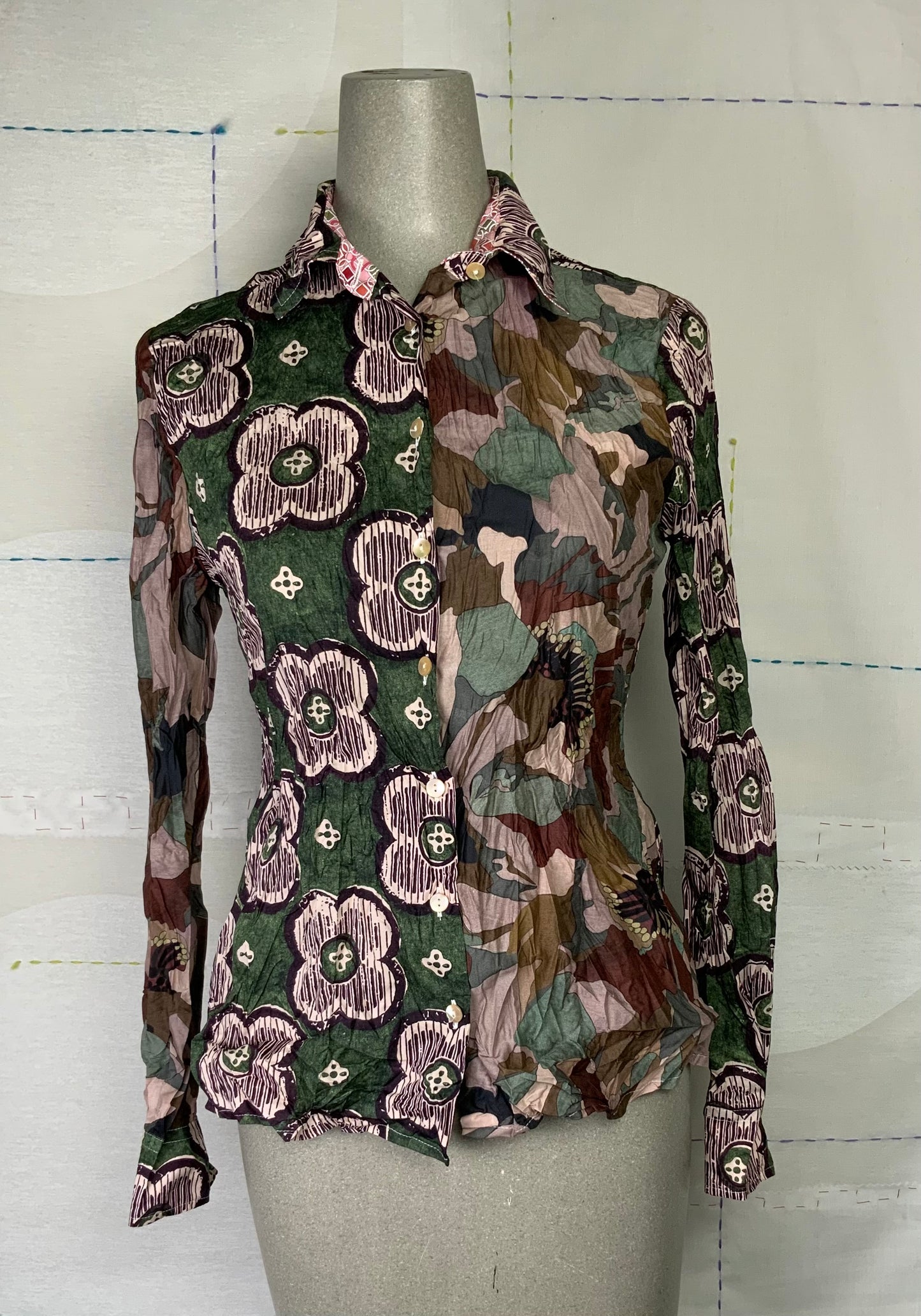 Miki Thumb  ~  Grandi Patch Shirt - Green Liberty Print