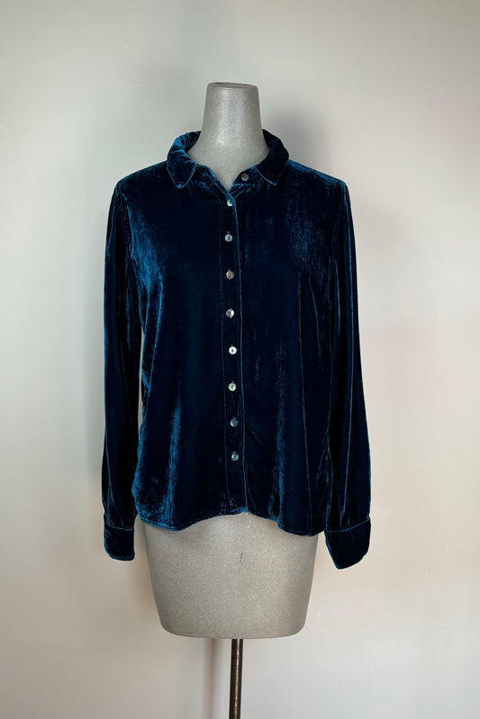 Cut Loose  ~  Velvet Fitted Shirt - Undersea