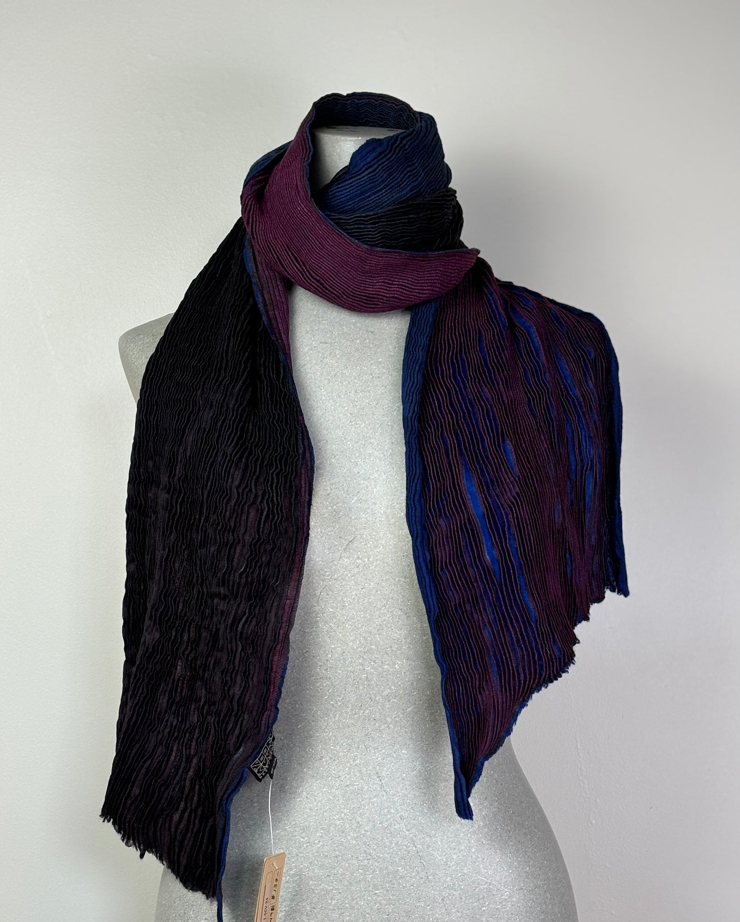 Neeru Kumar  ~  Accordion Pleated Wool Scarf - Pink/Blue