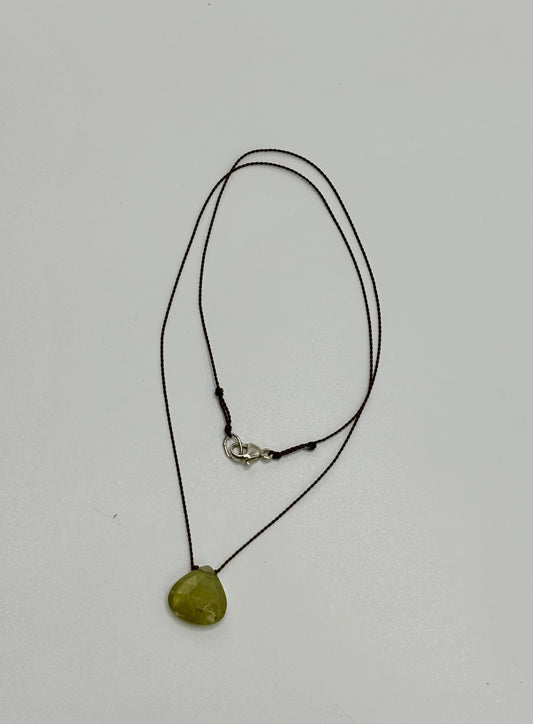 Margaret Solow  ~  Faceted Pale Green Garnet Drop Necklace