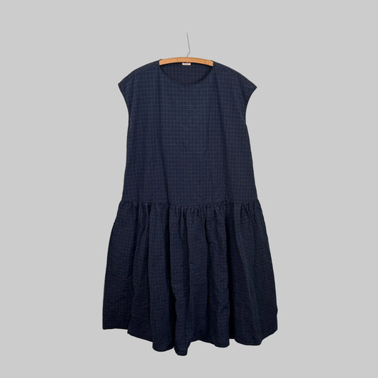 Apuntob  ~  Drop Waist Dress - Blue Check