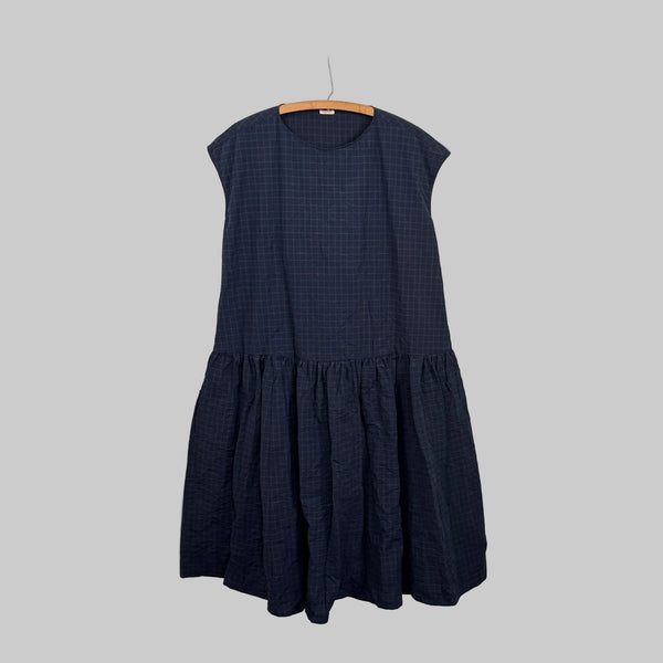 Apuntob  ~  Drop Waist Dress - Blue Check