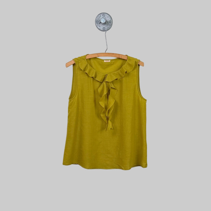 Apuntob  ~  Ruffle Collar Top - Kiwi