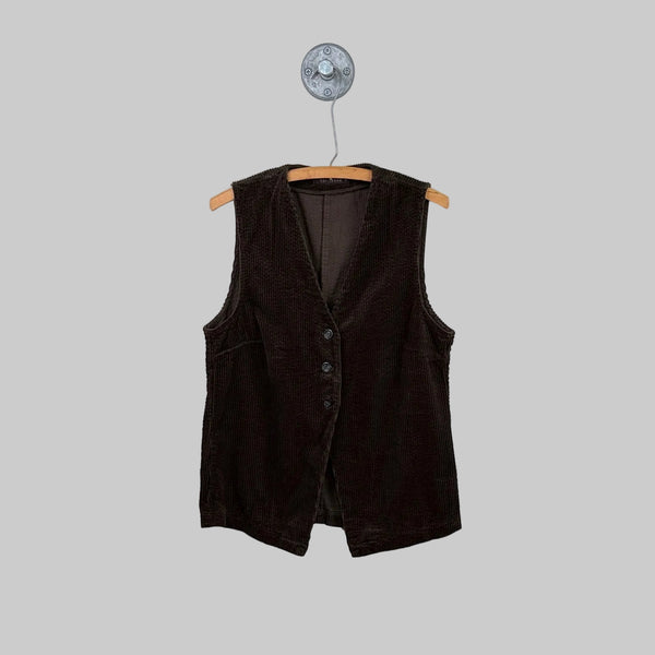 Cut Loose  ~  Lux Cord Long Vest - Chocolate