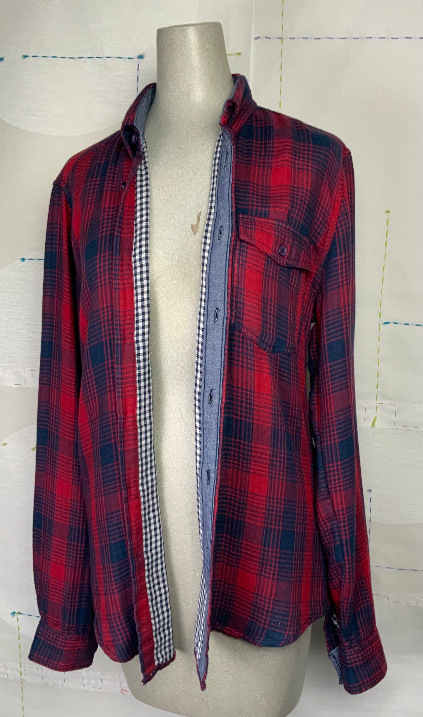 Omelia  ~  Redesigned Shirt 128 - Red Check Plaid