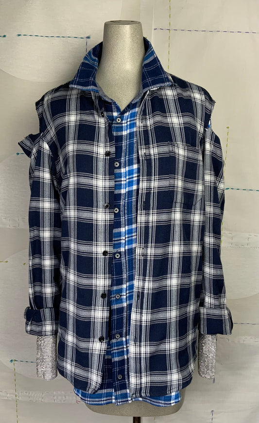 Omelia  ~  Redesigned Shirt 124 - Blue Plaids