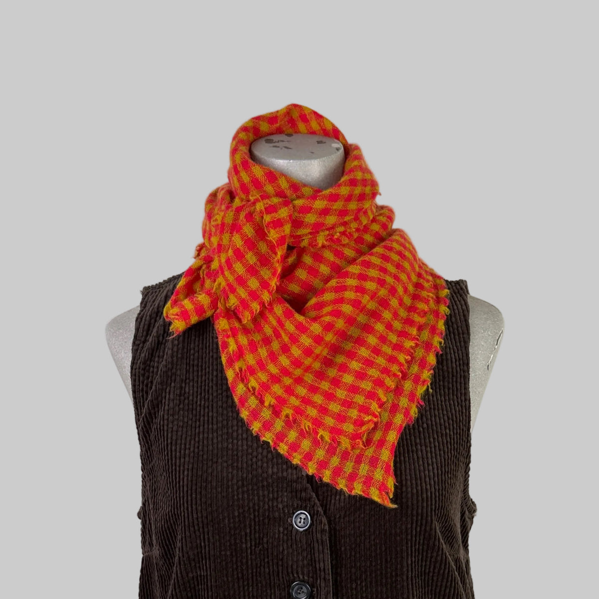 Apuntob  ~  Cashmere Stole - Raspberry/Oil Check