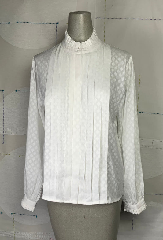 UQNATU  ~  Ruffle Blouse - White