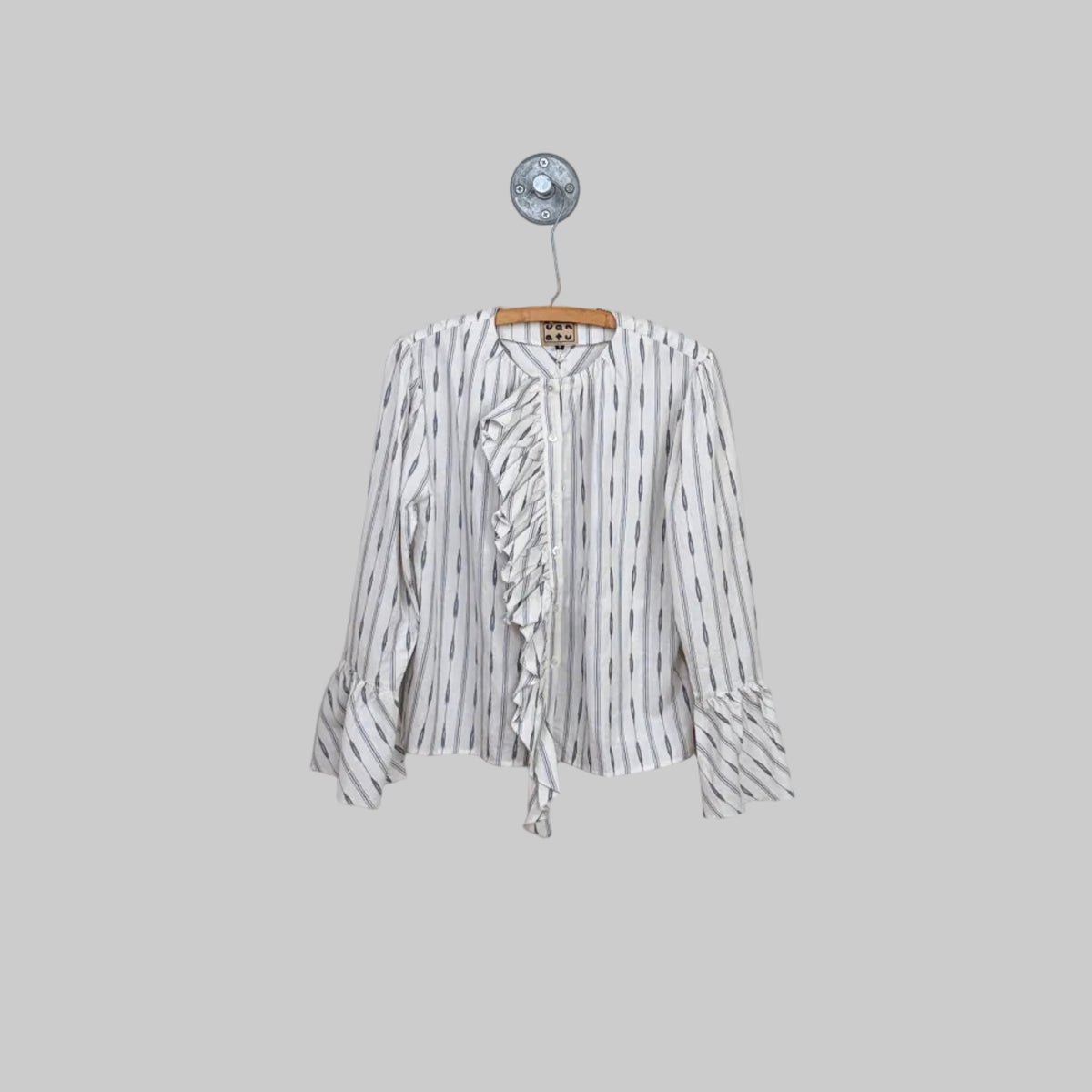 Uqnatu  ~  Cascade Ruffle Blouse - Blip Ikat