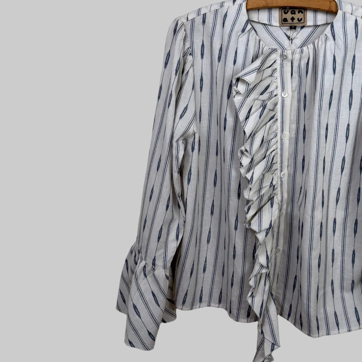 Uqnatu  ~  Cascade Ruffle Blouse - Blip Ikat