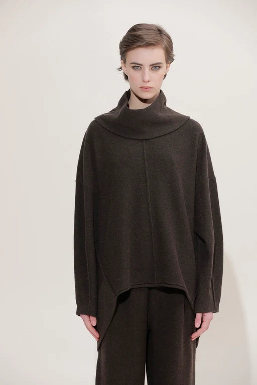 91 Lab  ~  Pullover with Turtleneck Topper - Brown