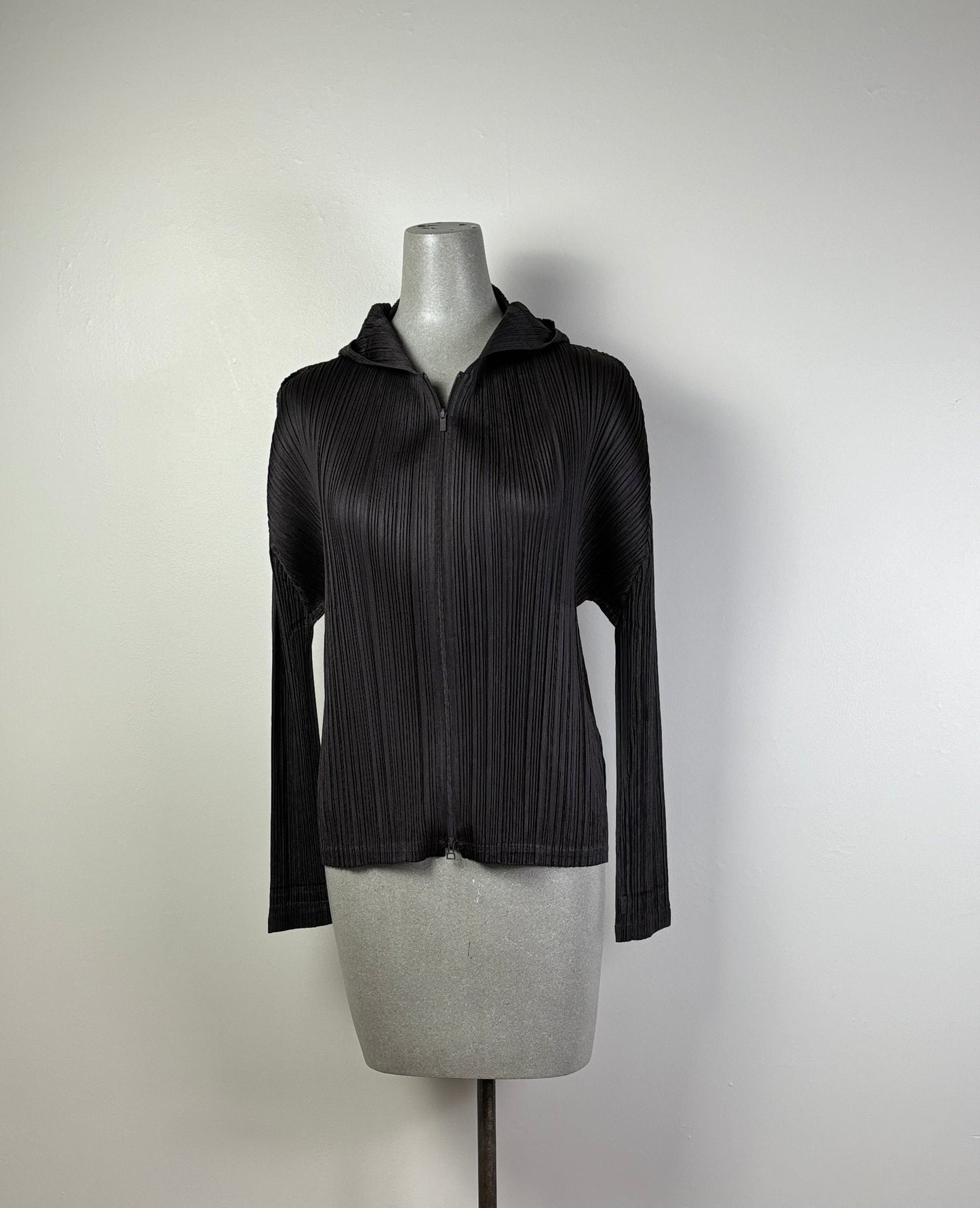 Pleats Please Issey Miyake  ~  Monthly Colors December Zip Hoody - Black Brown