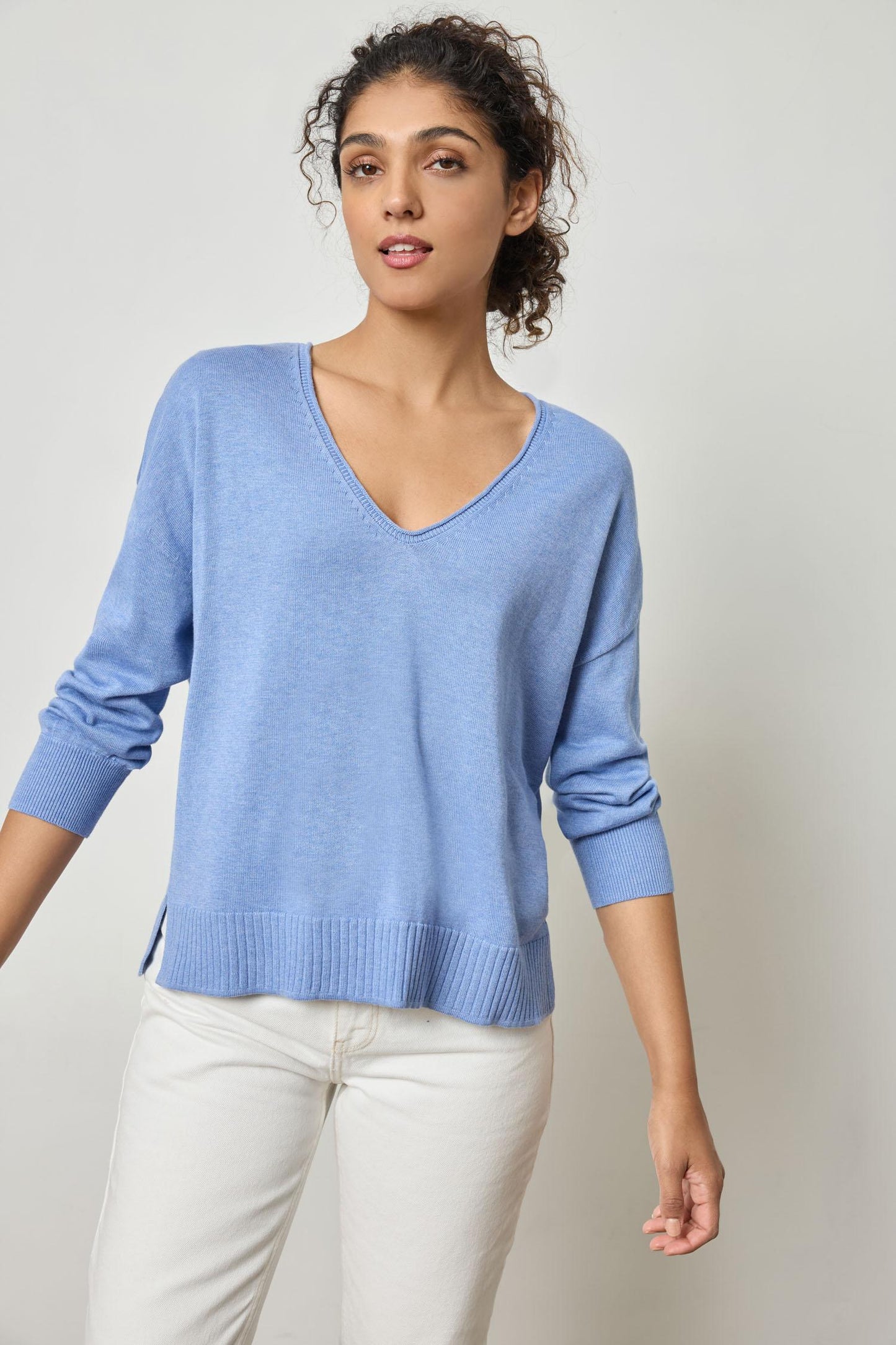 Lilla P. ~  3/4 Sleeve Drop Shoulder Sweater - Marlin