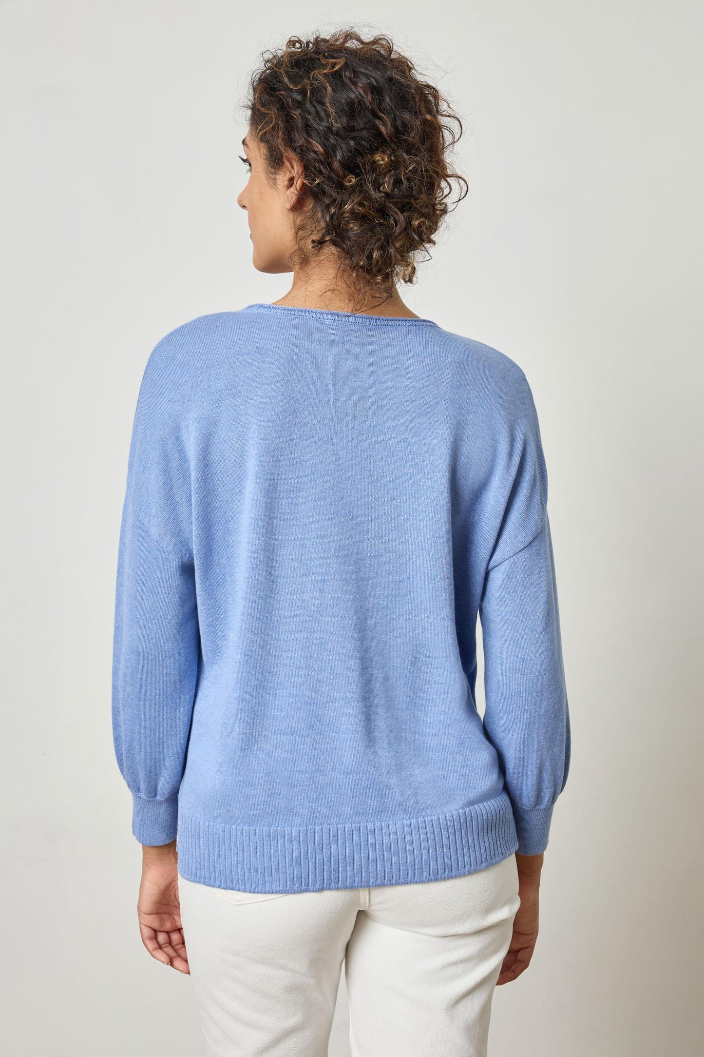 Lilla P. ~  3/4 Sleeve Drop Shoulder Sweater - Marlin