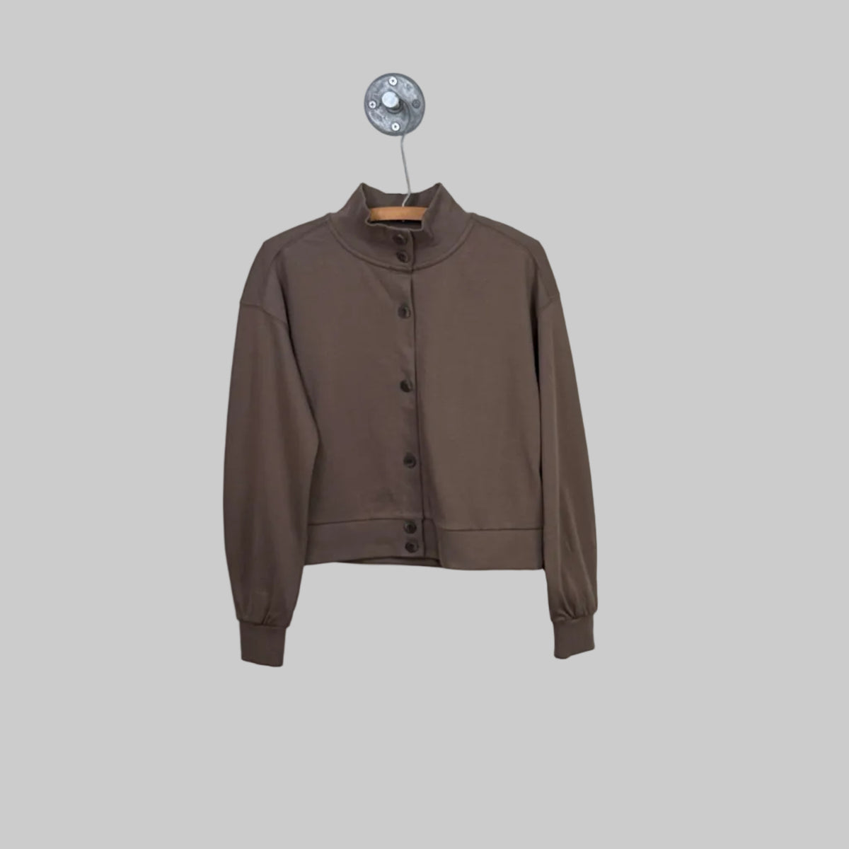 Lilla P. ~  Mock Neck Cardigan - Shiitake
