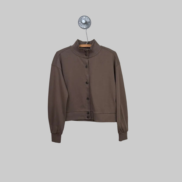 Lilla P. ~  Mock Neck Cardigan - Shiitake
