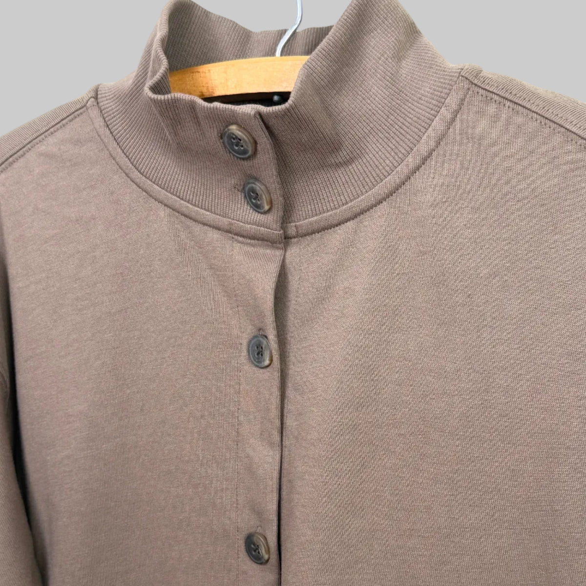 Lilla P. ~  Mock Neck Cardigan - Shiitake