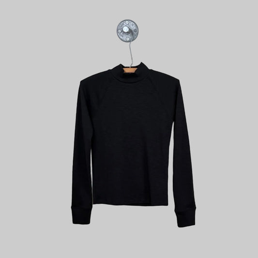 Lilla P. ~  Raglan Long Sleeve Mock Neck - Black
