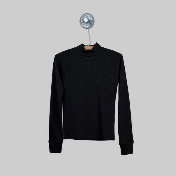 Lilla P. ~  Raglan Long Sleeve Mock Neck - Black