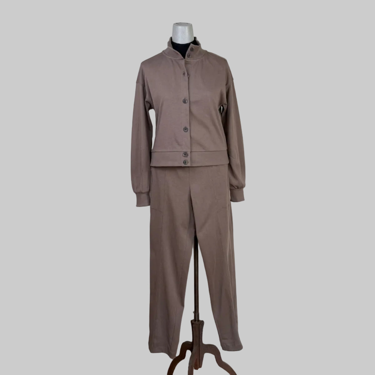 Lilla P. ~  Mock Neck Cardigan - Shiitake