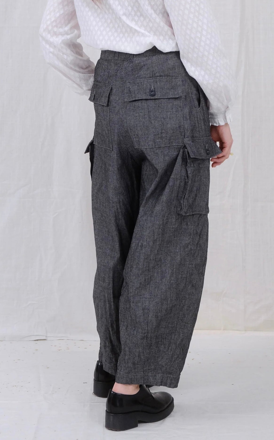 UQNATU  ~  Field Cargo Pants - Black Chambray