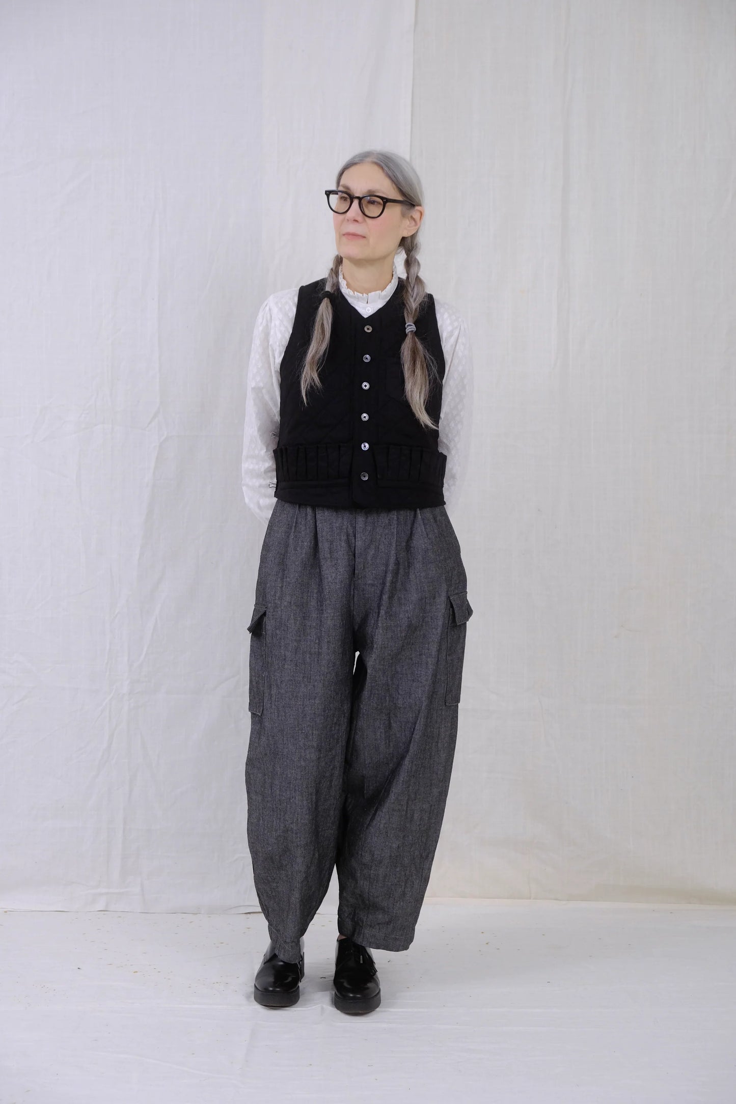 UQNATU  ~  Field Cargo Pants - Black Chambray