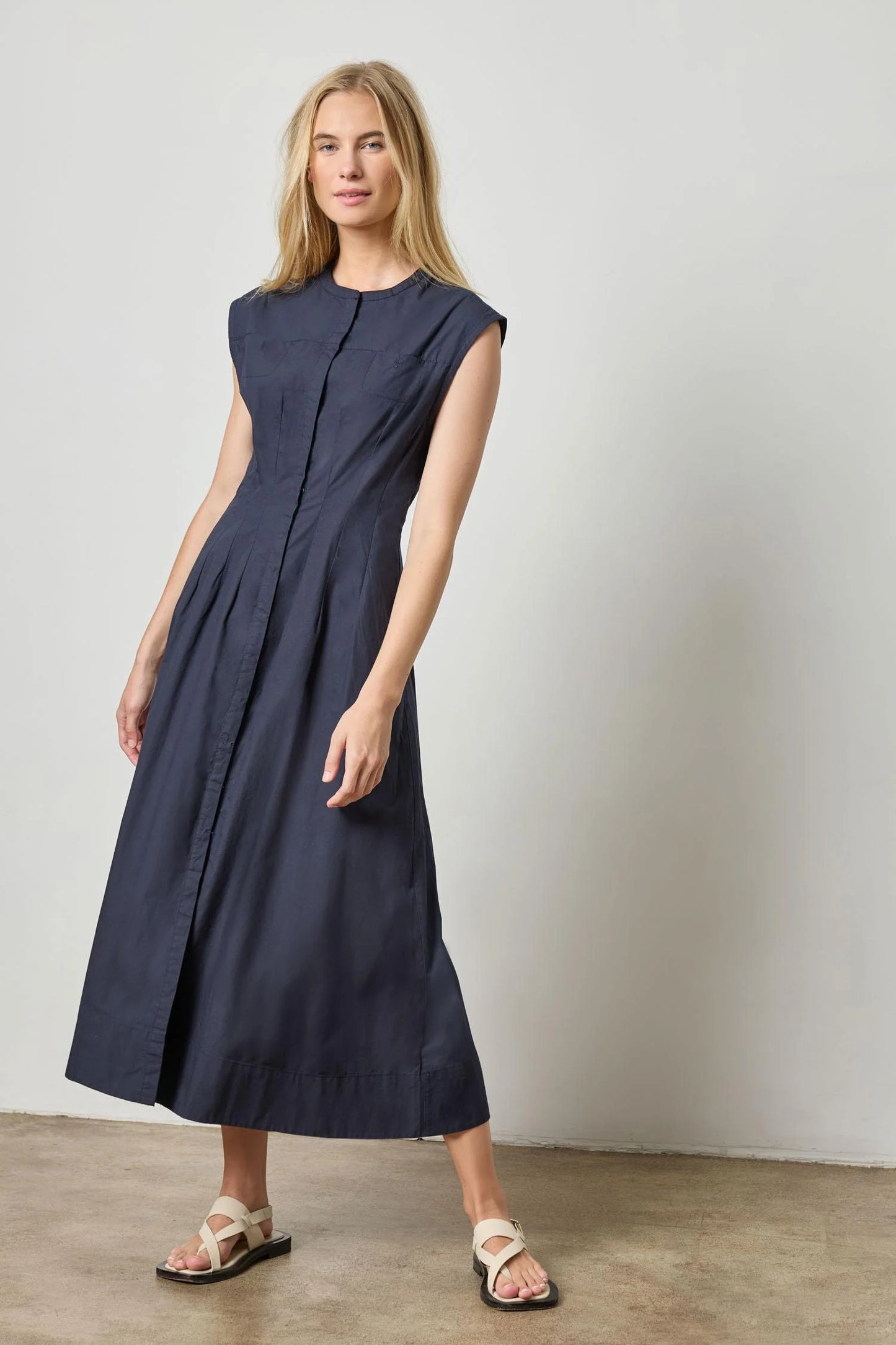 Lilla P. ~  Sleeveless Seamed Maxi Dress - Navy