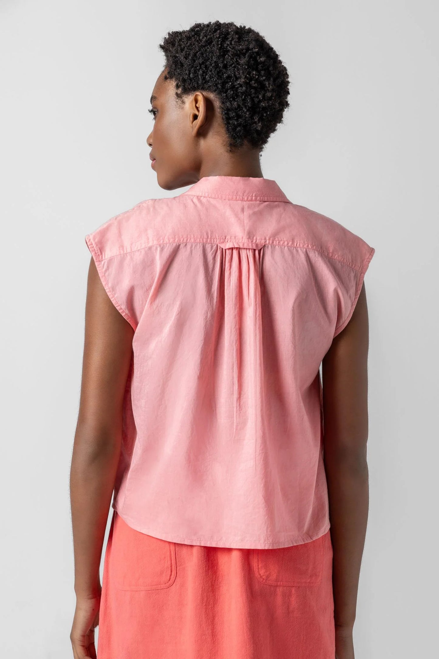Lilla P. ~ Short Sleeve Button Down - Shell